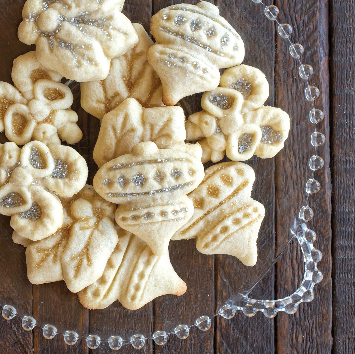 Nordic Ware 01233 Holiday Cast Cookie Stamps, 3-inch rounds, Silver