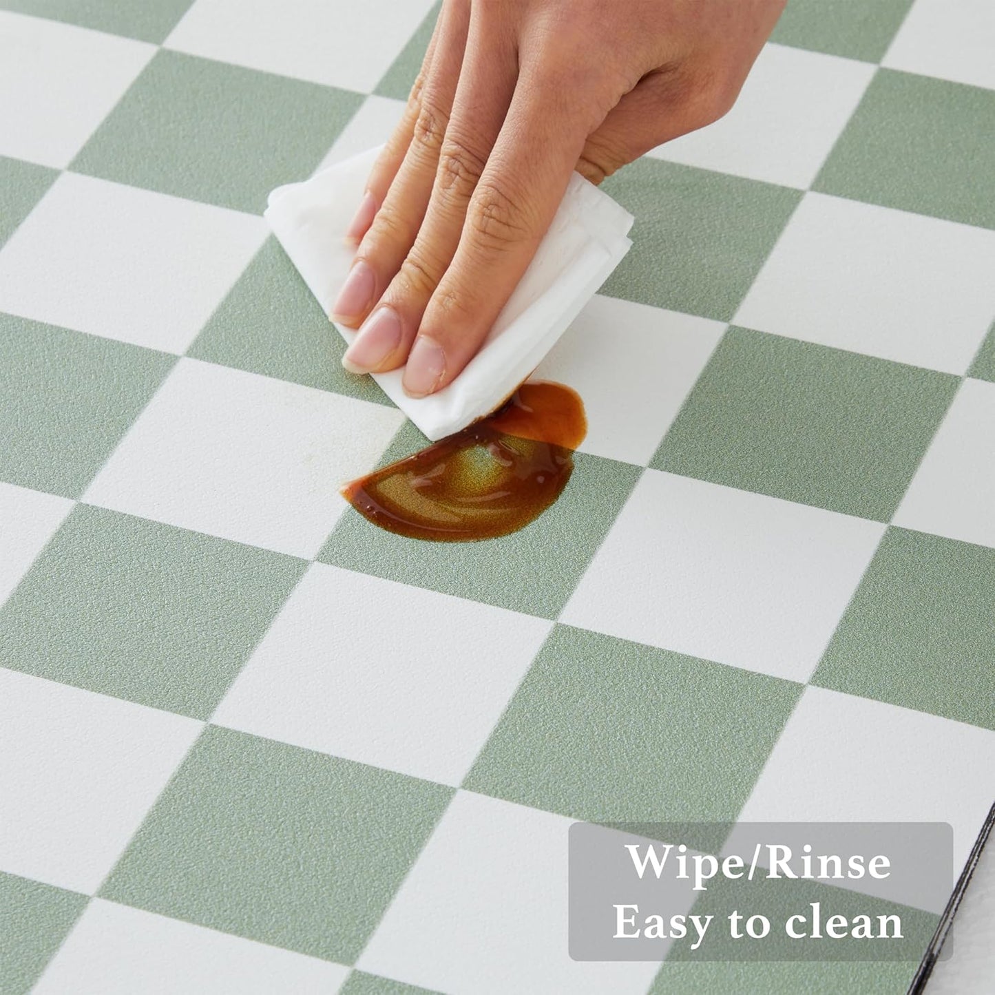 Checkered Dish Drying Mat for Kitchen Counter, Coffee Bar Station Accessories, Retro Cute Aesthetic Modern Absorbent Drainer Mat Kitchen Drying Mat Easy Clean, Sage 16" x 24"