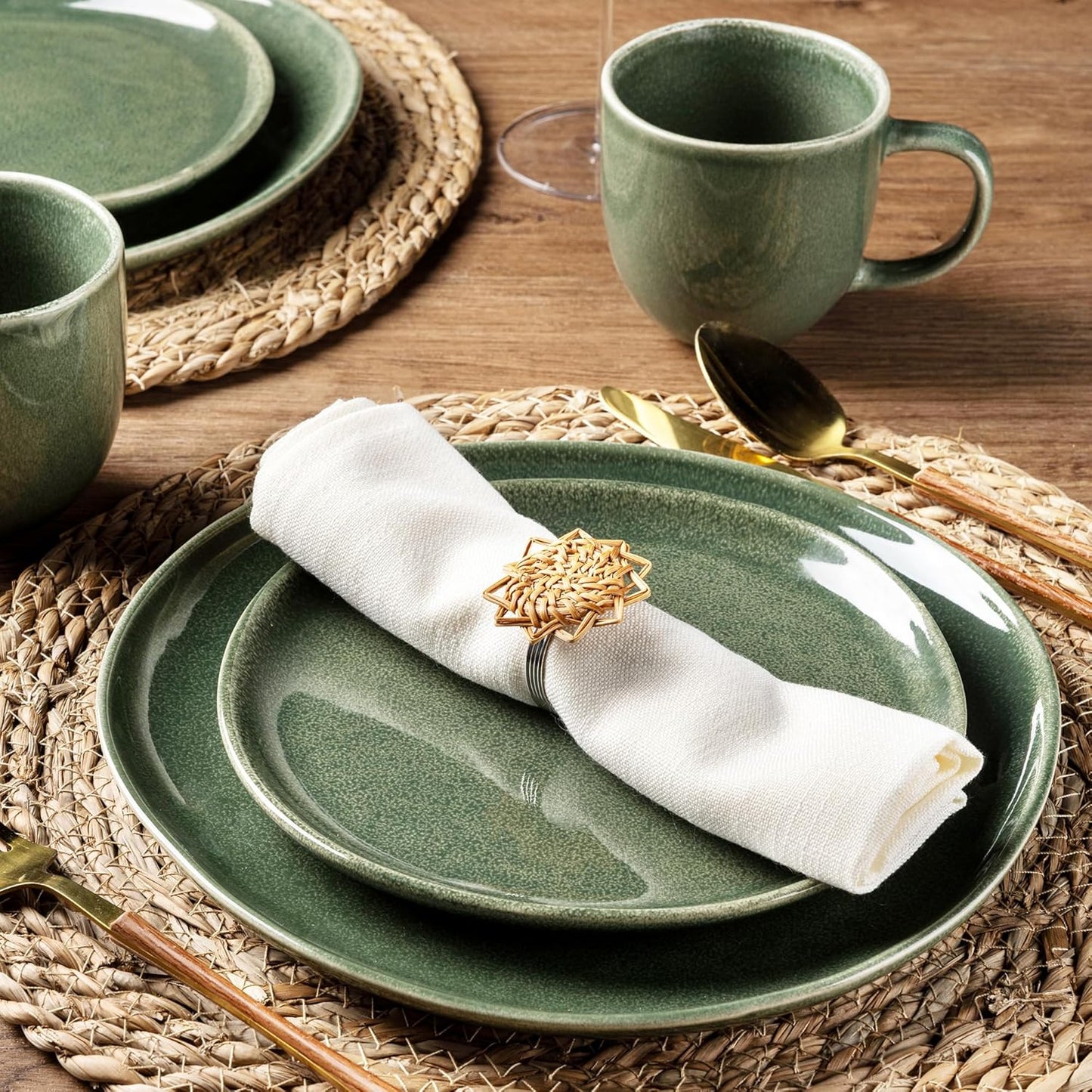 AmorArc Ceramic Dinner Plates Set of 6, 10.5 Inch Handmade Reactive Glaze Stoneware Plates, Rustic Shape Dinnerware Dish Set for Kitchen, Microwave & Dishwasher Safe, Scratch Resistant