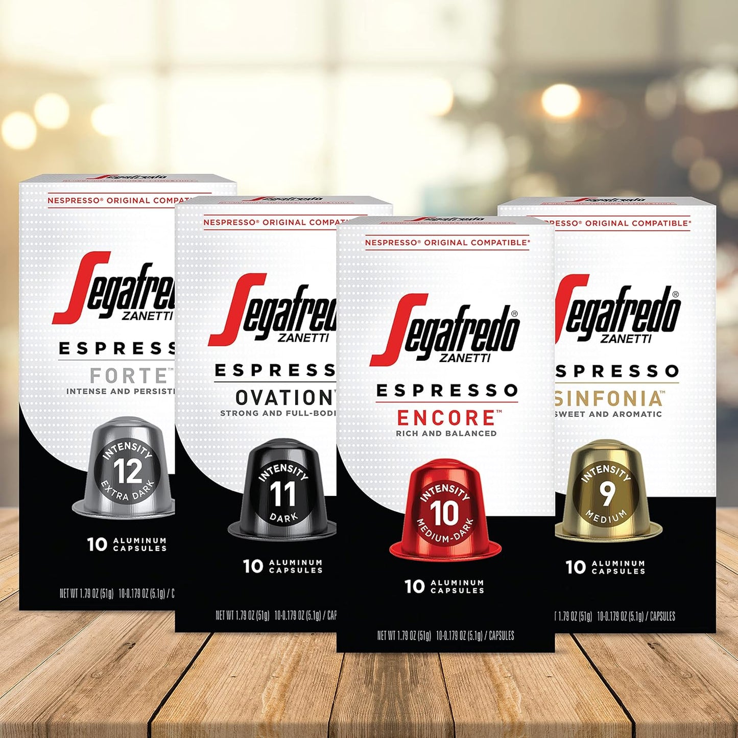 Segafredo Zanetti Espresso Capsules – Aluminum Pods for Nespresso Original Machines – Dark Roast Premium Espresso with a Full-Bodied Aroma – Strong, Intensity 11 – Ovation, 10 Count