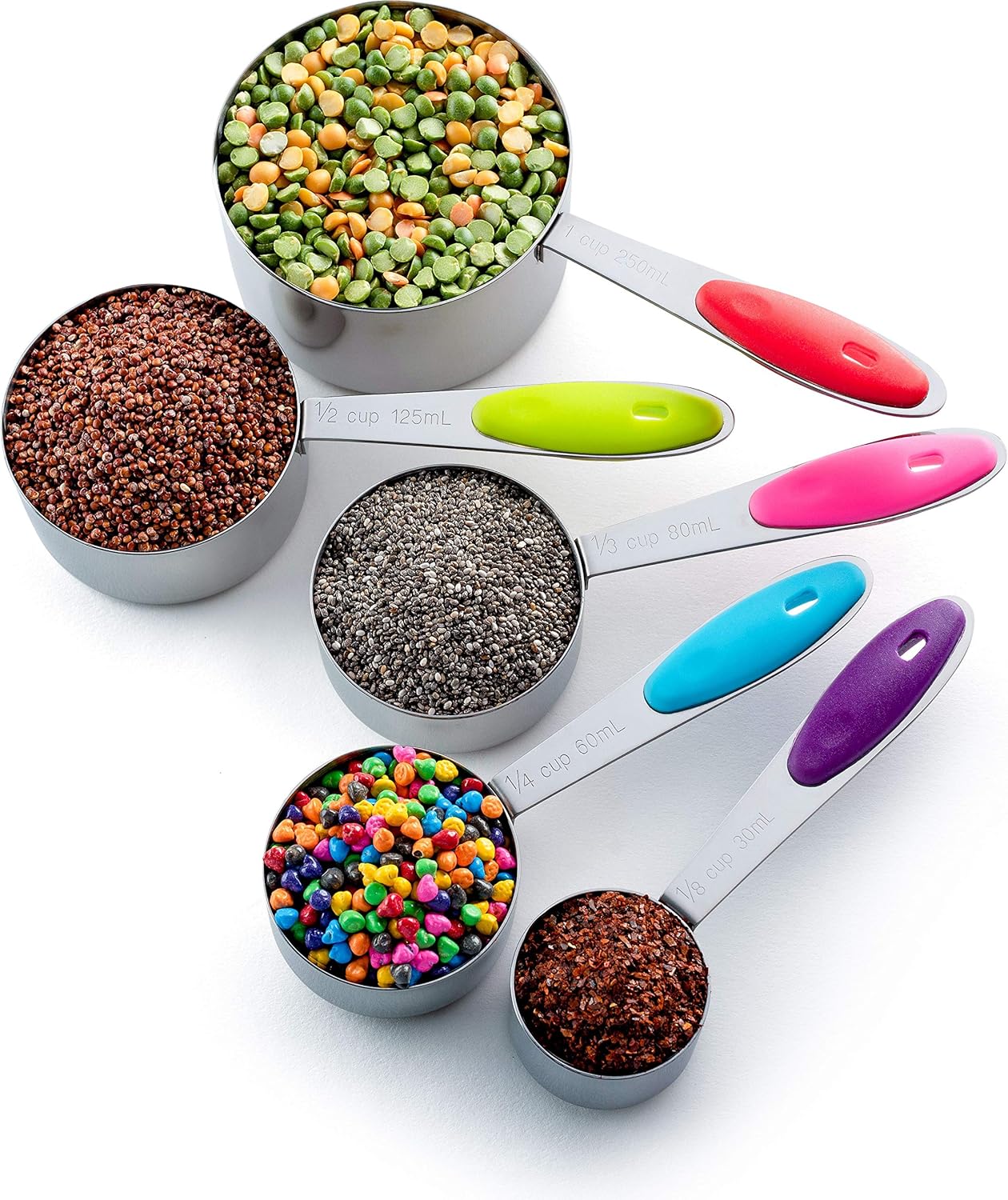 Bellemain Measuring Cups (Stainless Steel with Colored Handles, 5 piece)