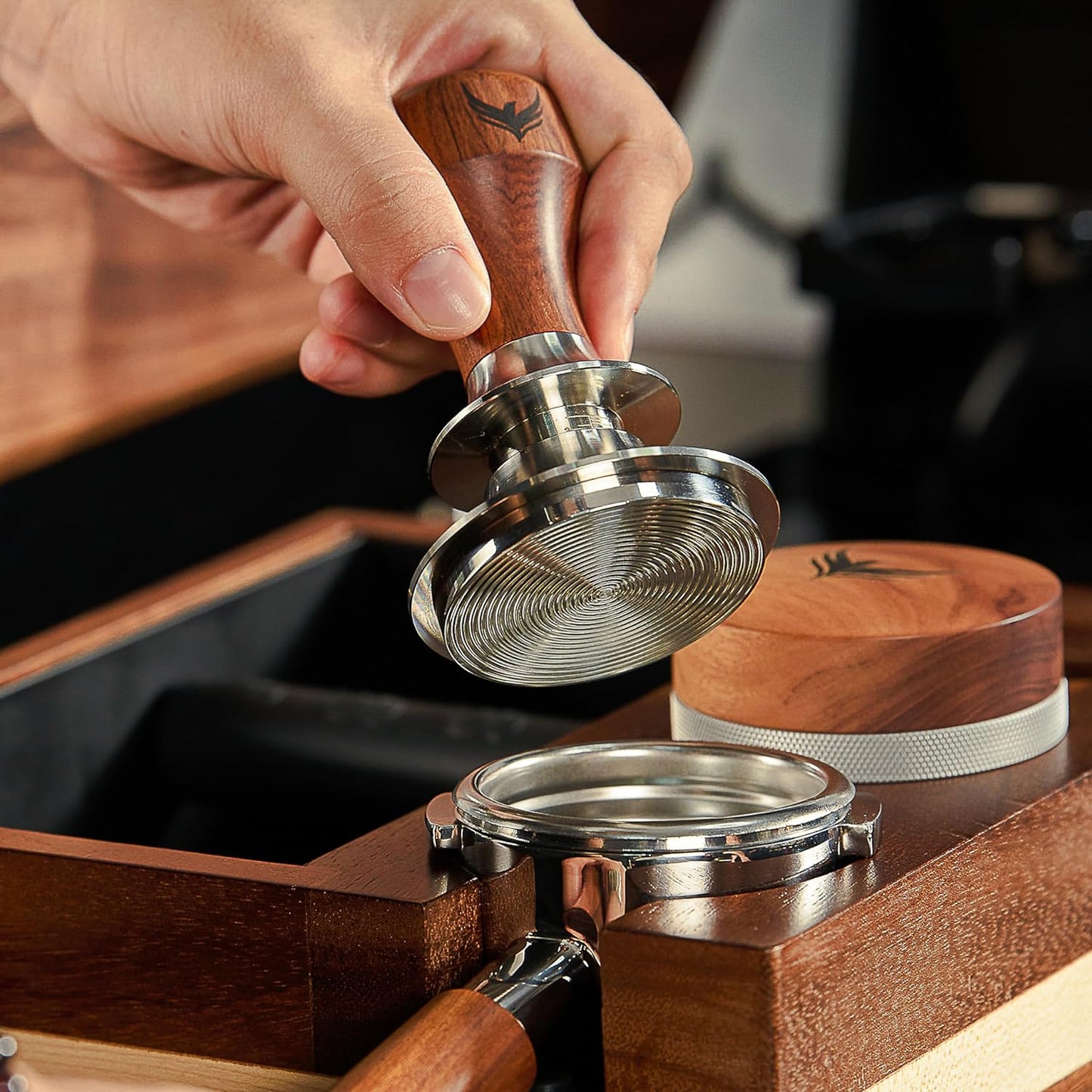 Gaggia Espresso Machine Accessories Kit: 58mm Bottomless Portafilter, Wooden 30lb Tamper, Distribution Tool, WDT Stirrer, Dosing Funnel & Puck Screen - Perfect for Gaggia Classic Models