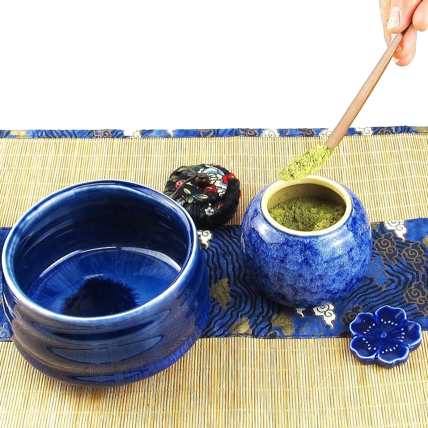 Artcome 12Pcs Japanese Matcha Tea Set - Bowl, Bamboo Whisk, Holder, Brush and Screen - Handmade Ceremony Kit for Traditional Tea Ceremony