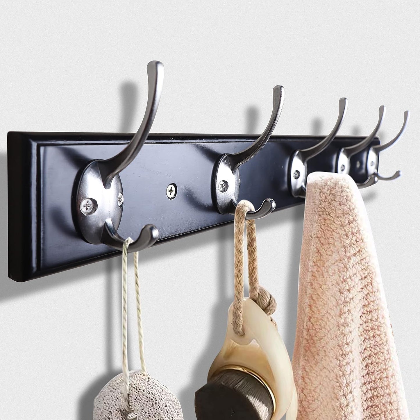 IBosins 32 Pack Silver Coat Hooks Wall Mounted with 64 Screws Retro Double Hooks Utility Silver Hooks for Coat, Scarf, Bag, Towel, Key, Cap, Cup, Hat