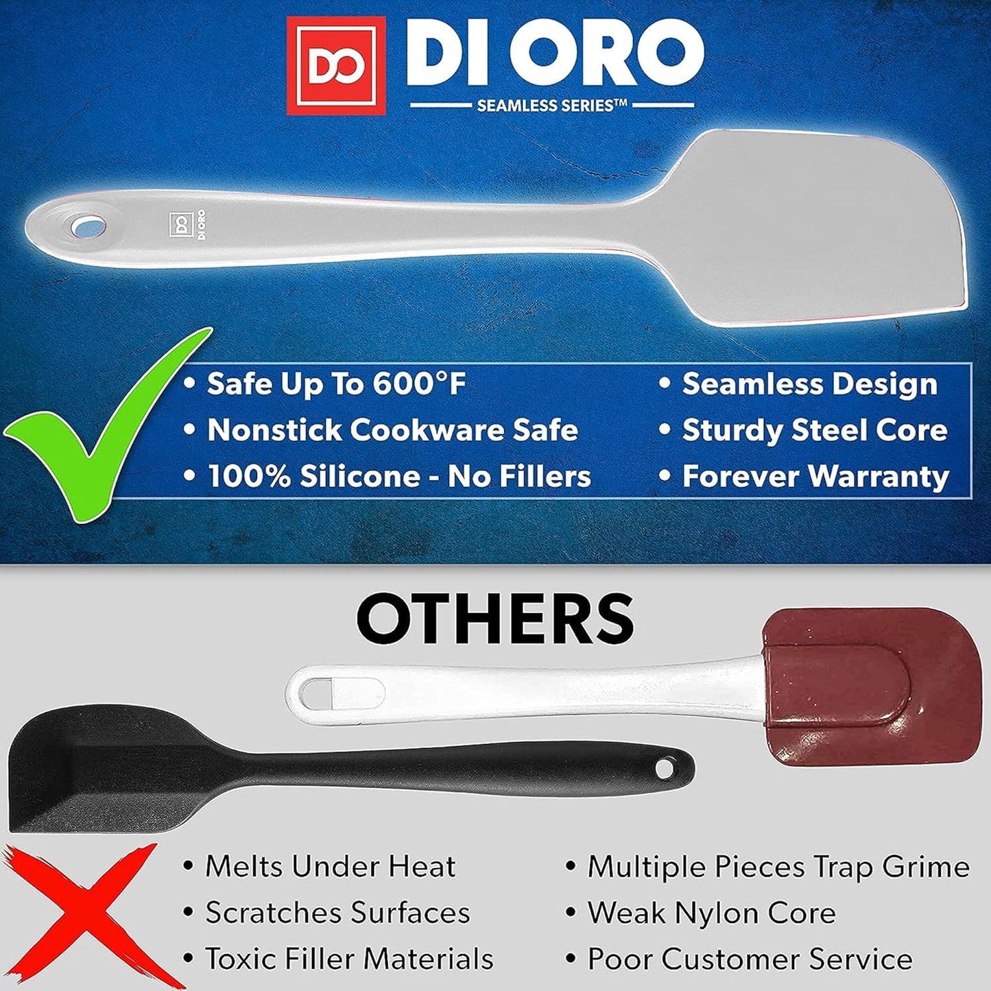 DI ORO Silicone Spatula Set - Rubber Kitchen Spatulas for Baking, Cooking, & Mixing - 600°F Heat-Resistant & BPA Free Silicone Scraper Spatulas for Nonstick Cookware - Dishwasher Safe (4pc, Stone)