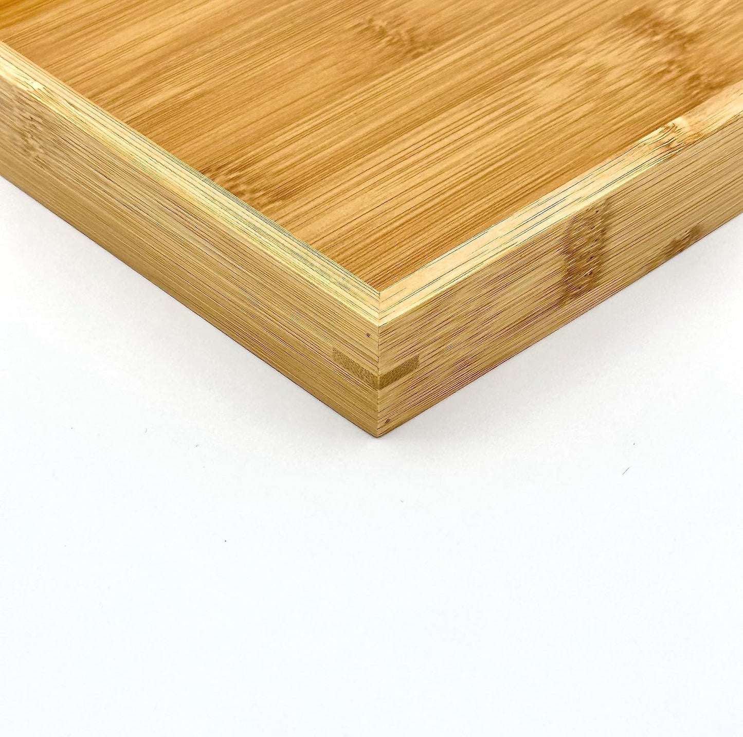 Bam & Boo (2-Pack) Natural Bamboo Rectangle Serving & Vanity Tray - for Kitchen, Bathroom, Countertop, Coffee Table (9.8" x 5.9" x 1.2")