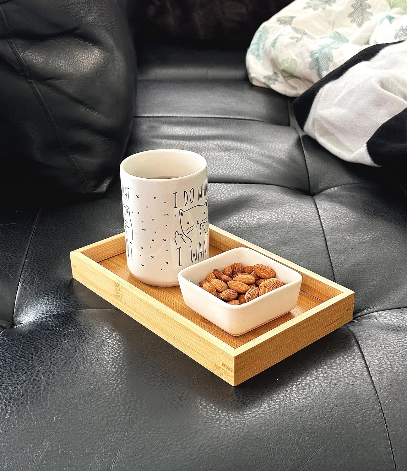 Bam & Boo (2-Pack) Natural Bamboo Rectangle Serving & Vanity Tray - for Kitchen, Bathroom, Countertop, Coffee Table (9.8" x 5.9" x 1.2")