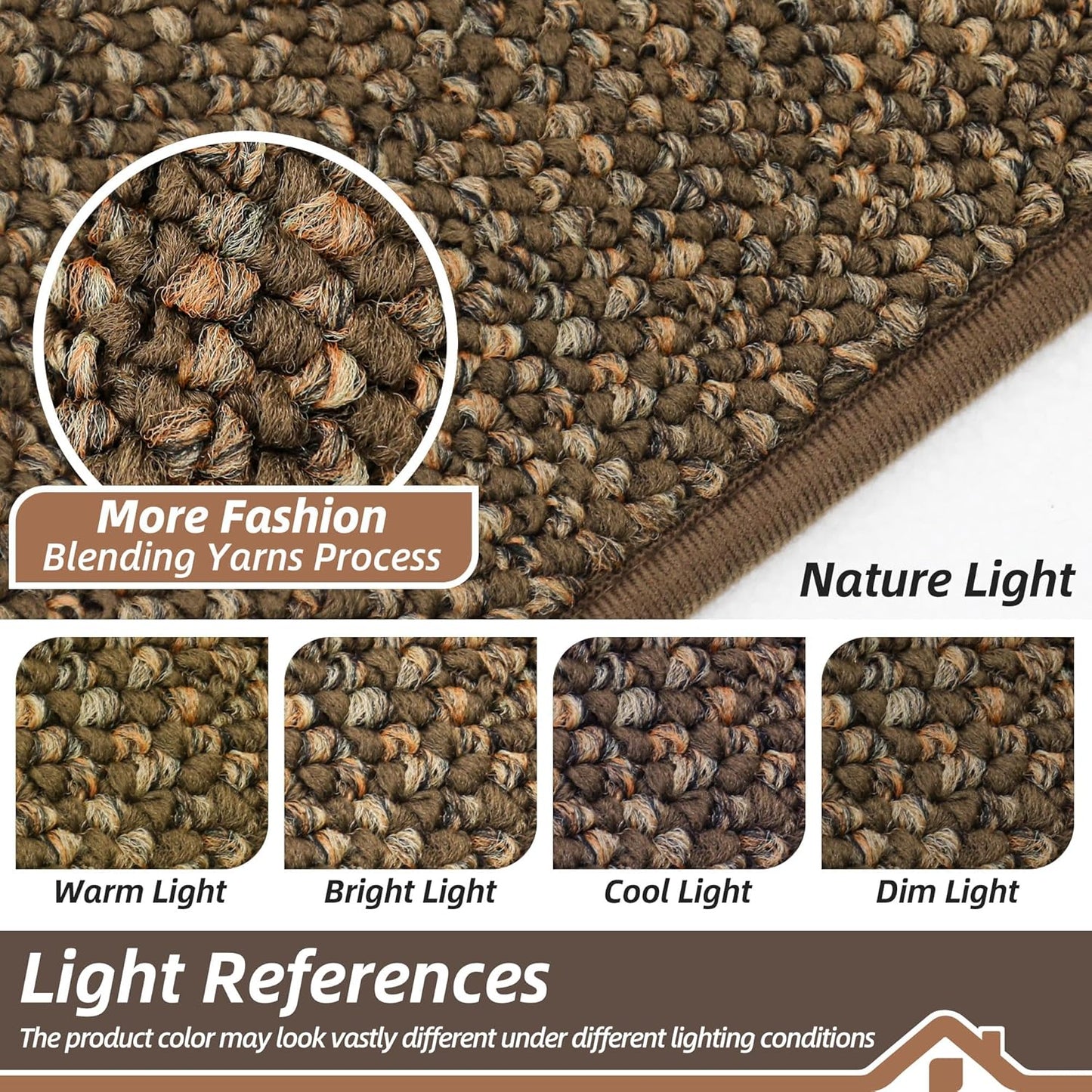 BEQHAUSE Dirt Trapper Door Mat 20" x 48", Non-Slip Washable Doormats Entrance Mat, Dirt Resistant and Absorbent Welcome Mat, Low Profile Floor Mats for Front Back Door and Entryway, Brown