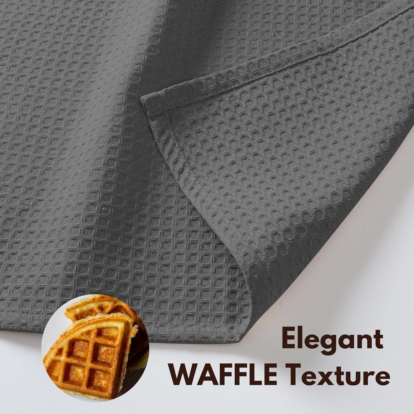 Native Fab 6 Pack Waffle Dish Cloths - 100% Cotton, Absorbent, Quick Dry & Soft Towels for Cleaning, Cooking & Drying Dishes - Perfect for Home, Restaurants, Bars, 12x12 inch - Grey