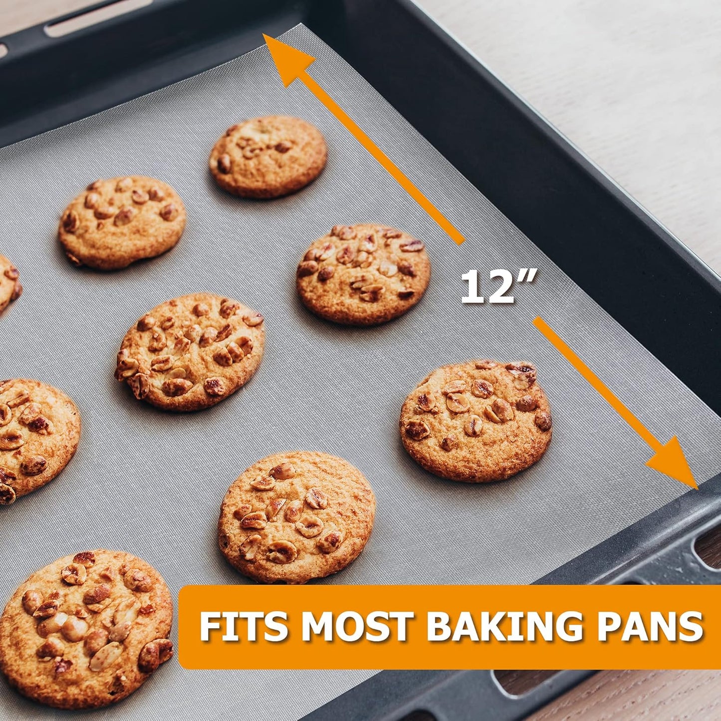 Silicone Baking Mat Roll - Best German Silicone - Non-slip Silicone Pastry Mat, Non-Stick Reusable Air Fryer Linner, Counter Mat, Oven Liner, Freeze Dryer Mat - 12IN x 10.7FT
