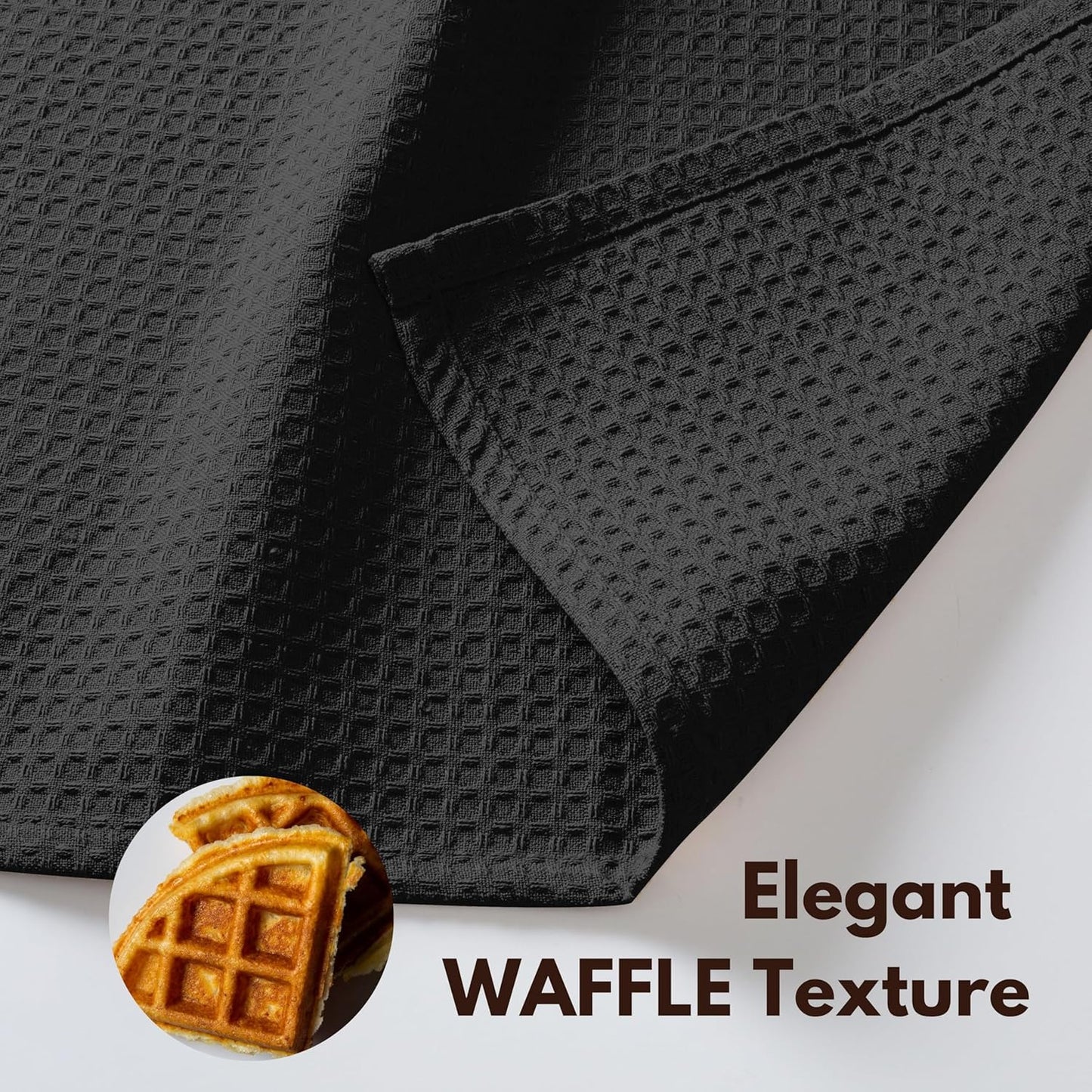 Native Fab 18 Pack Waffle Dish Cloths - 100% Cotton, 12x12 inch, Absorbent, Quick Drying, Washable Towels for Cleaning, Cooking & Baking - Perfect for Home, Restaurants, Bars, Multi Use - Black