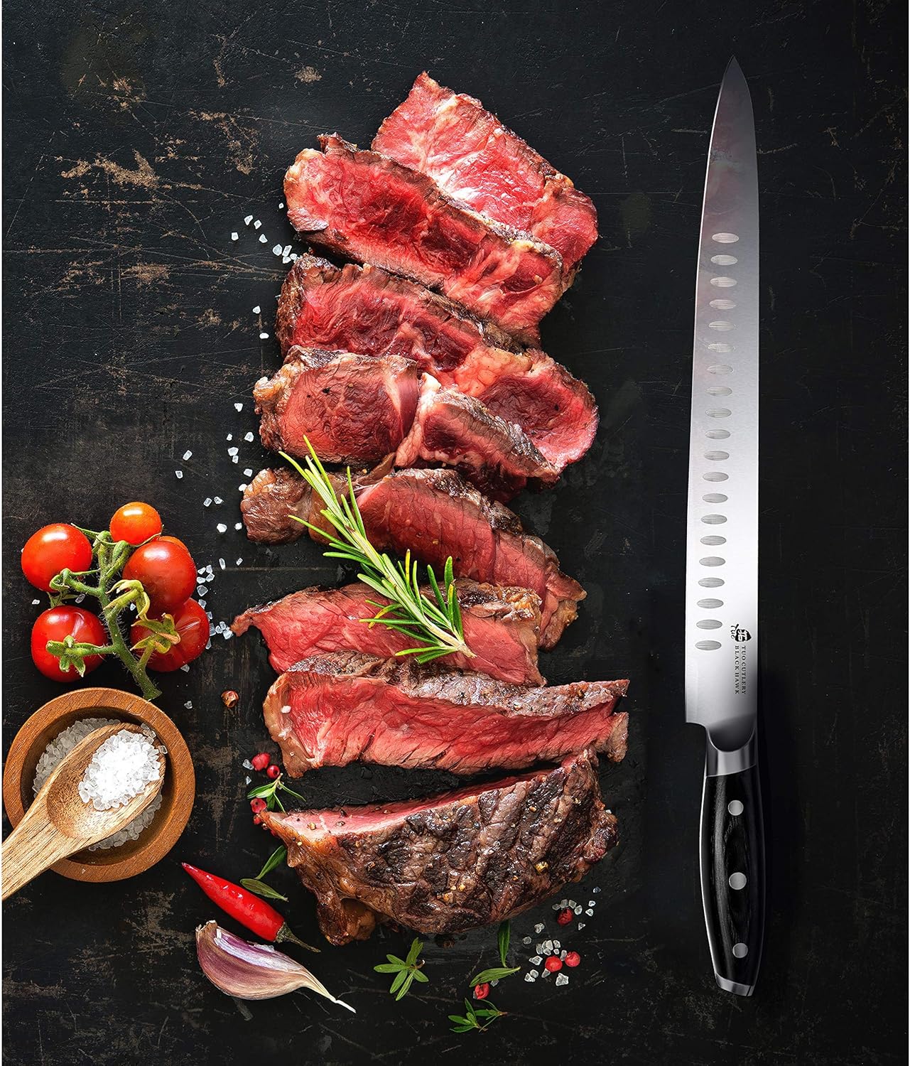 TUO Carving Knife - 12 Inch Brisket Carving Knife for Meat and Turkey - High Carbon German Steel - Pakkawood Handle with Gift Box - BLACK HAWK SERIES